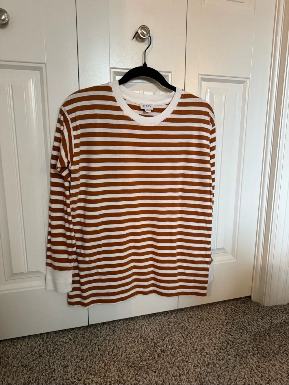 J. Crew Women’s Long-Sleeve Striped Tee in Brown and White